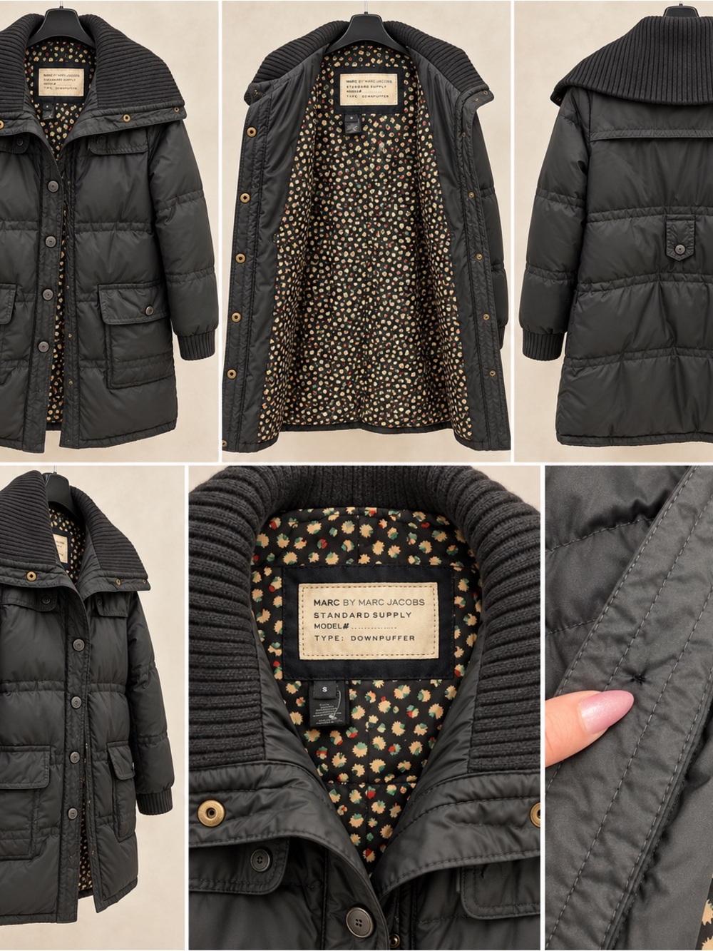 Marc by Marc Jacobs Standard Supply Down Puffer Coat Black Size S Ribbed Collar